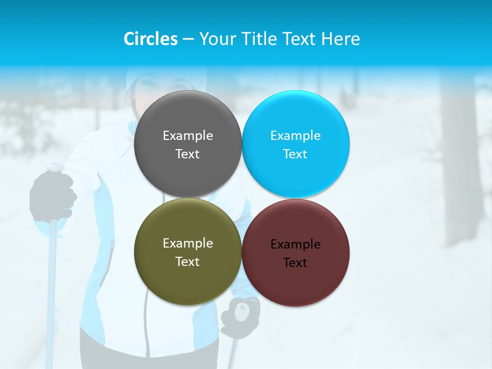 A Woman In A White And Blue Jacket Holding Skis PowerPoint Template