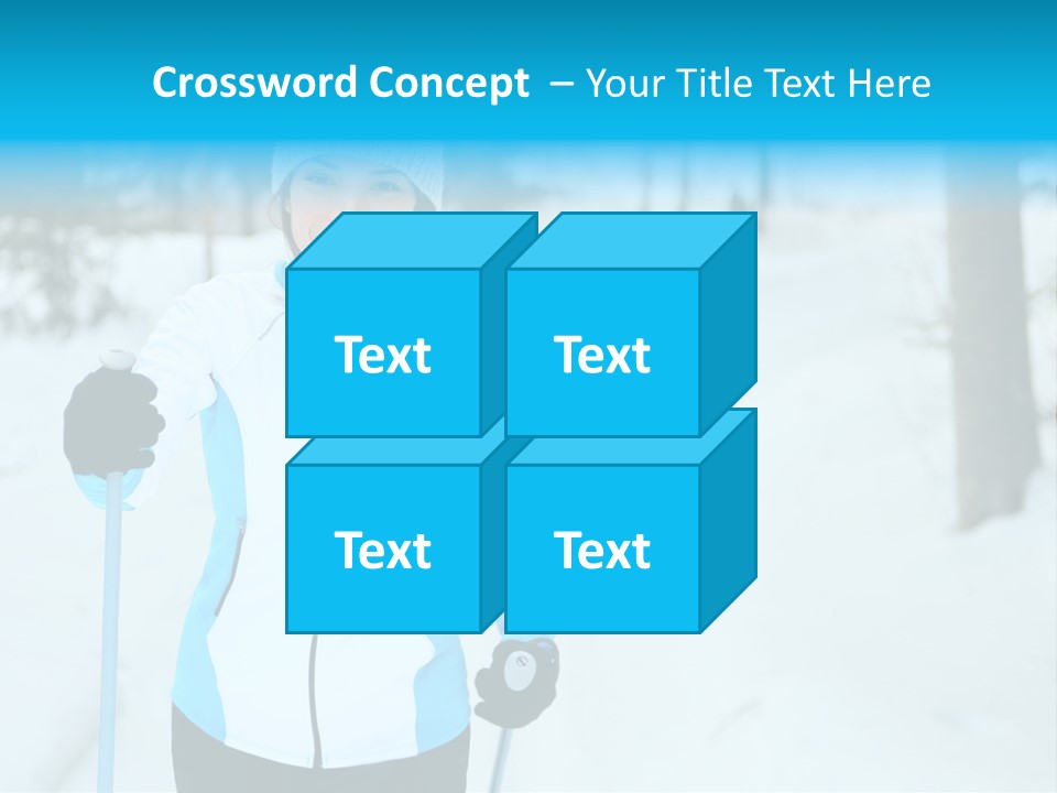 A Woman In A White And Blue Jacket Holding Skis PowerPoint Template