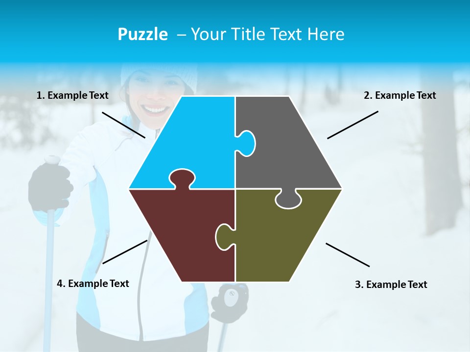 A Woman In A White And Blue Jacket Holding Skis PowerPoint Template