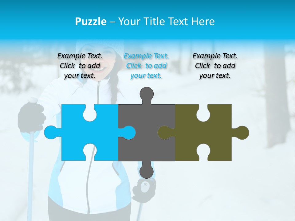 A Woman In A White And Blue Jacket Holding Skis PowerPoint Template