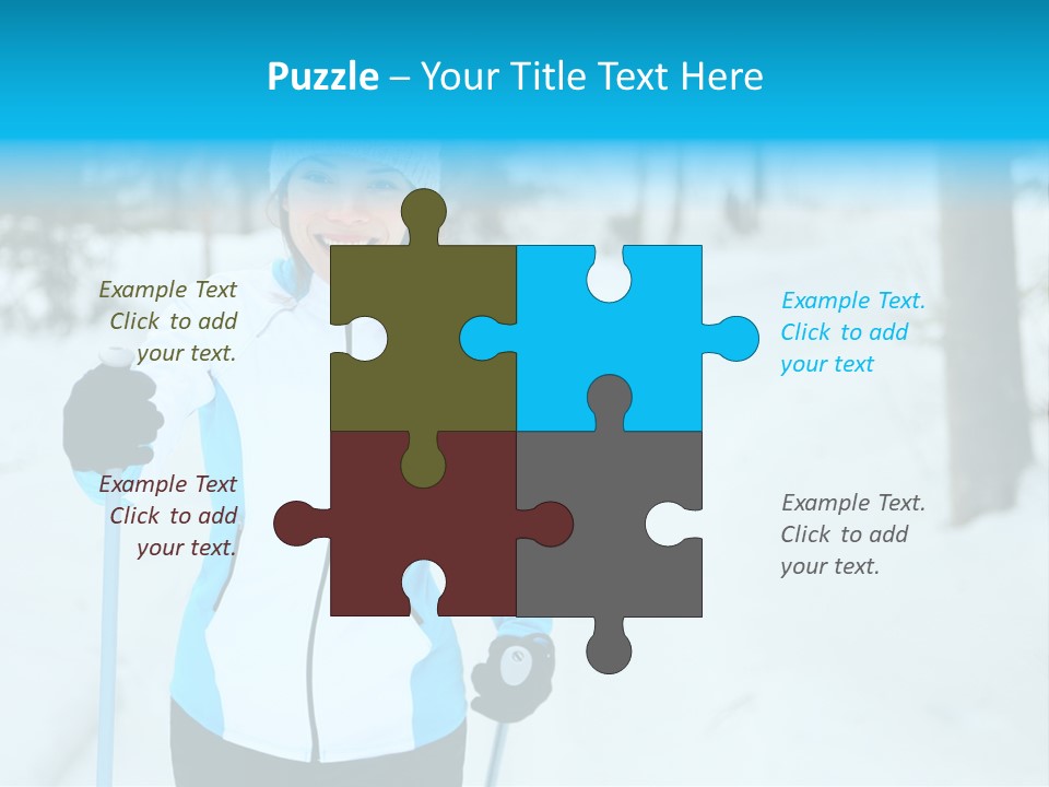 A Woman In A White And Blue Jacket Holding Skis PowerPoint Template