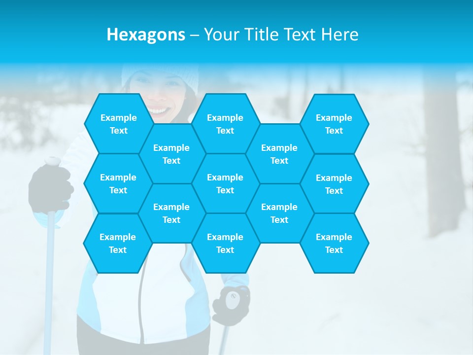 A Woman In A White And Blue Jacket Holding Skis PowerPoint Template