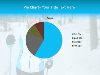 A Woman In A White And Blue Jacket Holding Skis PowerPoint Template