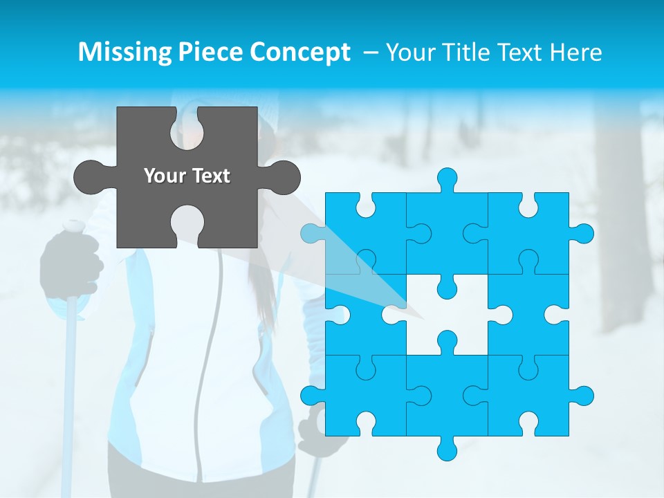 A Woman In A White And Blue Jacket Holding Skis PowerPoint Template