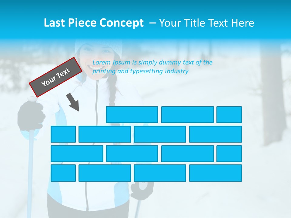 A Woman In A White And Blue Jacket Holding Skis PowerPoint Template