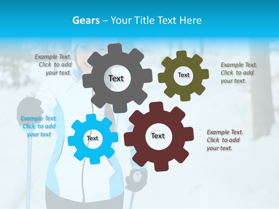 A Woman In A White And Blue Jacket Holding Skis PowerPoint Template