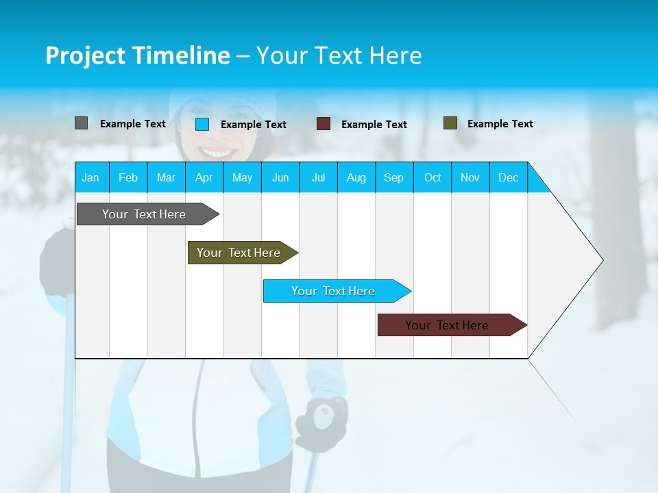 A Woman In A White And Blue Jacket Holding Skis PowerPoint Template