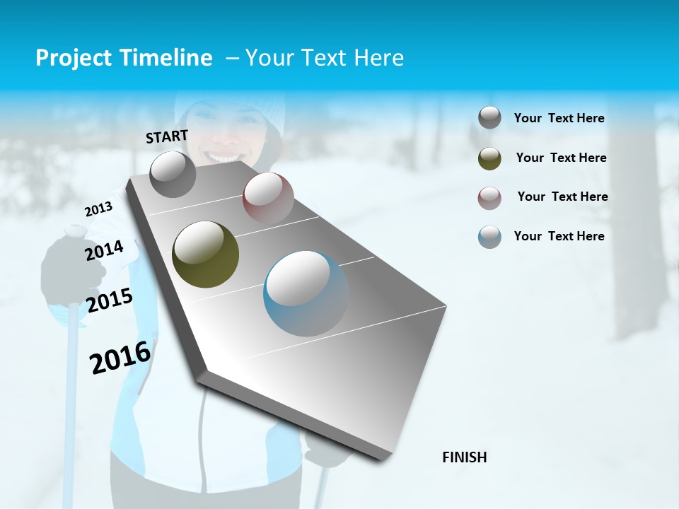 A Woman In A White And Blue Jacket Holding Skis PowerPoint Template