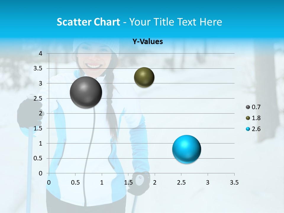 A Woman In A White And Blue Jacket Holding Skis PowerPoint Template