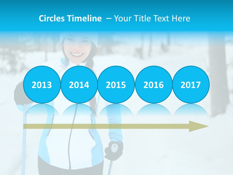 A Woman In A White And Blue Jacket Holding Skis PowerPoint Template