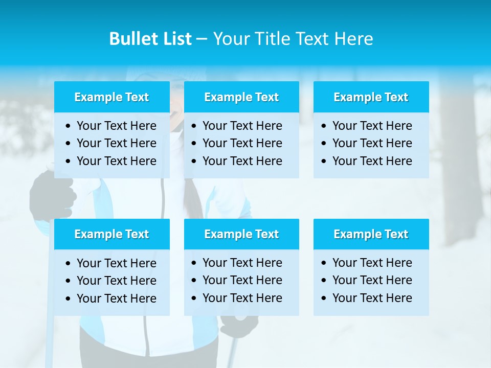 A Woman In A White And Blue Jacket Holding Skis PowerPoint Template