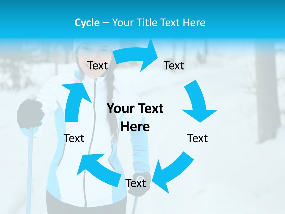 A Woman In A White And Blue Jacket Holding Skis PowerPoint Template