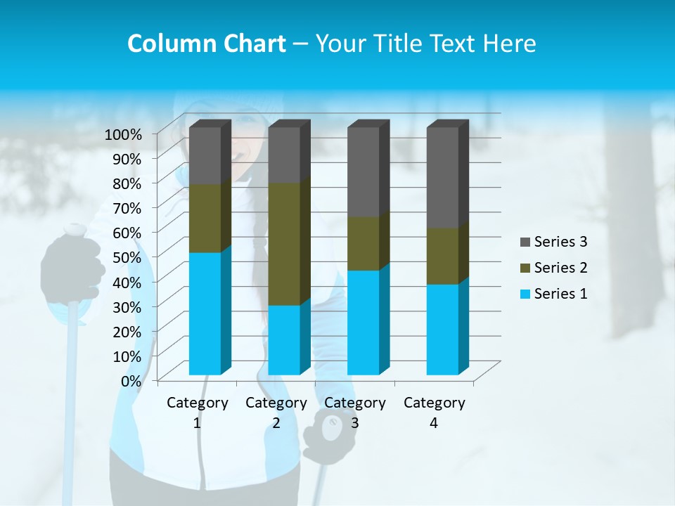 A Woman In A White And Blue Jacket Holding Skis PowerPoint Template