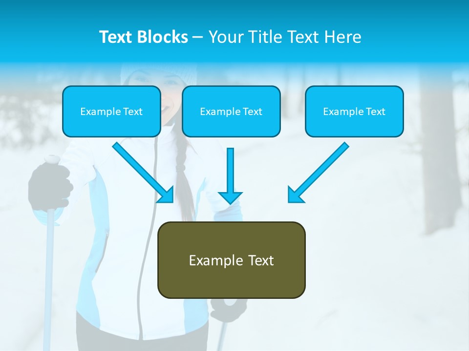 A Woman In A White And Blue Jacket Holding Skis PowerPoint Template