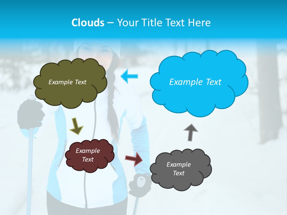 A Woman In A White And Blue Jacket Holding Skis PowerPoint Template