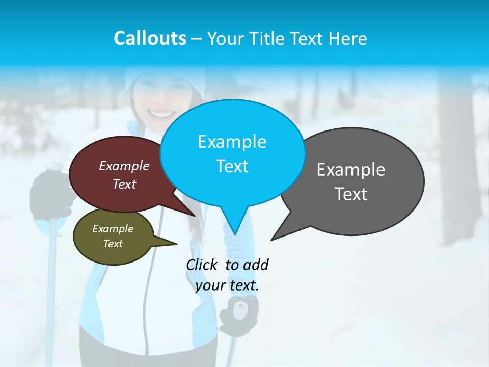 A Woman In A White And Blue Jacket Holding Skis PowerPoint Template