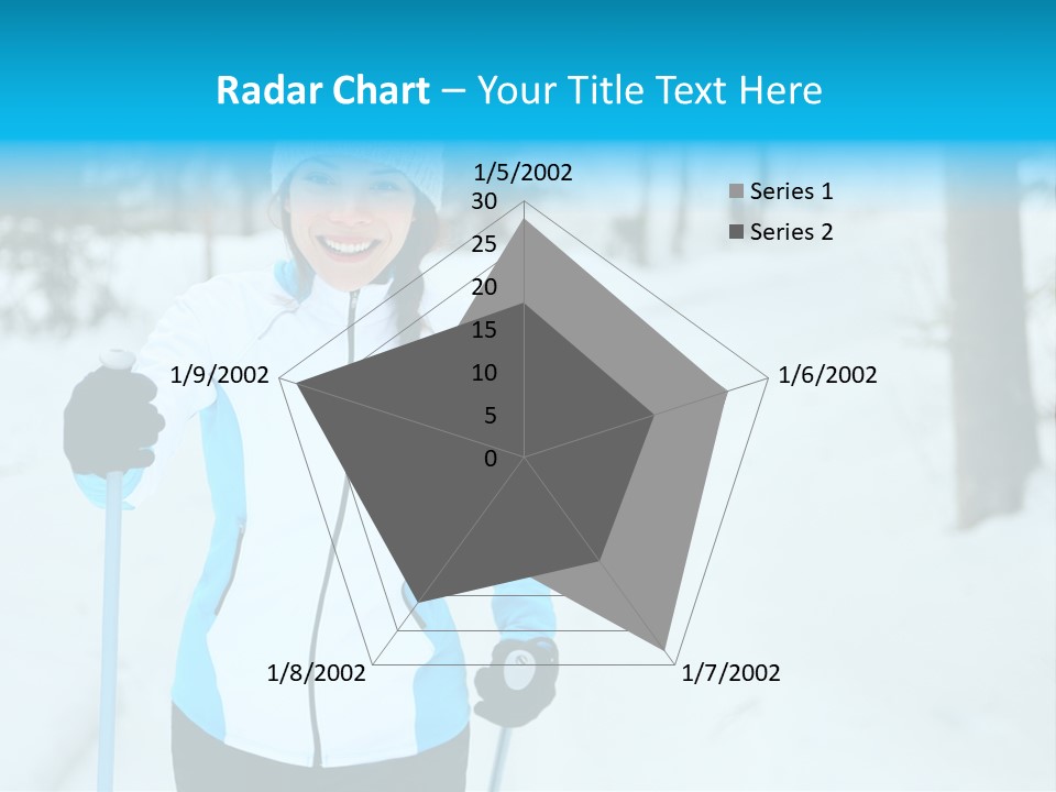 A Woman In A White And Blue Jacket Holding Skis PowerPoint Template