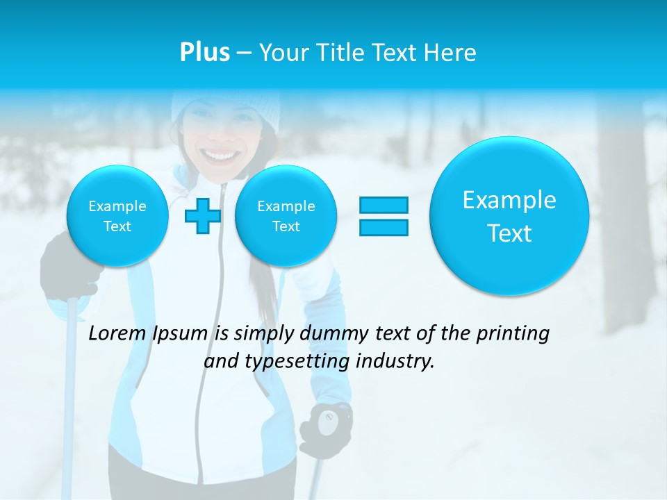 A Woman In A White And Blue Jacket Holding Skis PowerPoint Template