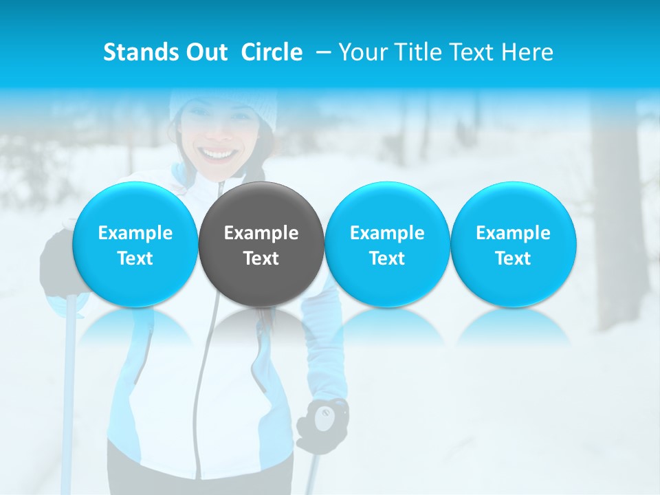 A Woman In A White And Blue Jacket Holding Skis PowerPoint Template