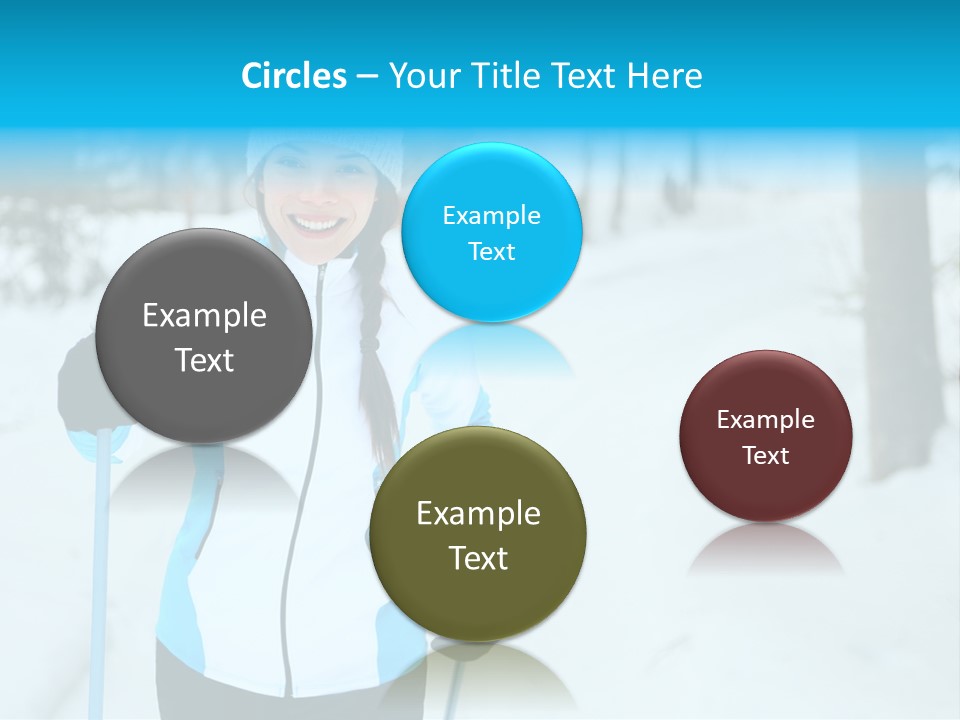 A Woman In A White And Blue Jacket Holding Skis PowerPoint Template