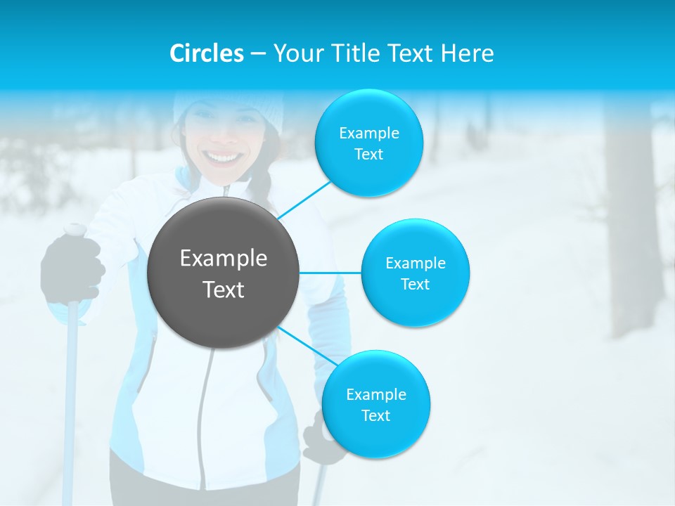 A Woman In A White And Blue Jacket Holding Skis PowerPoint Template