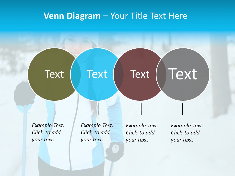 A Woman In A White And Blue Jacket Holding Skis PowerPoint Template