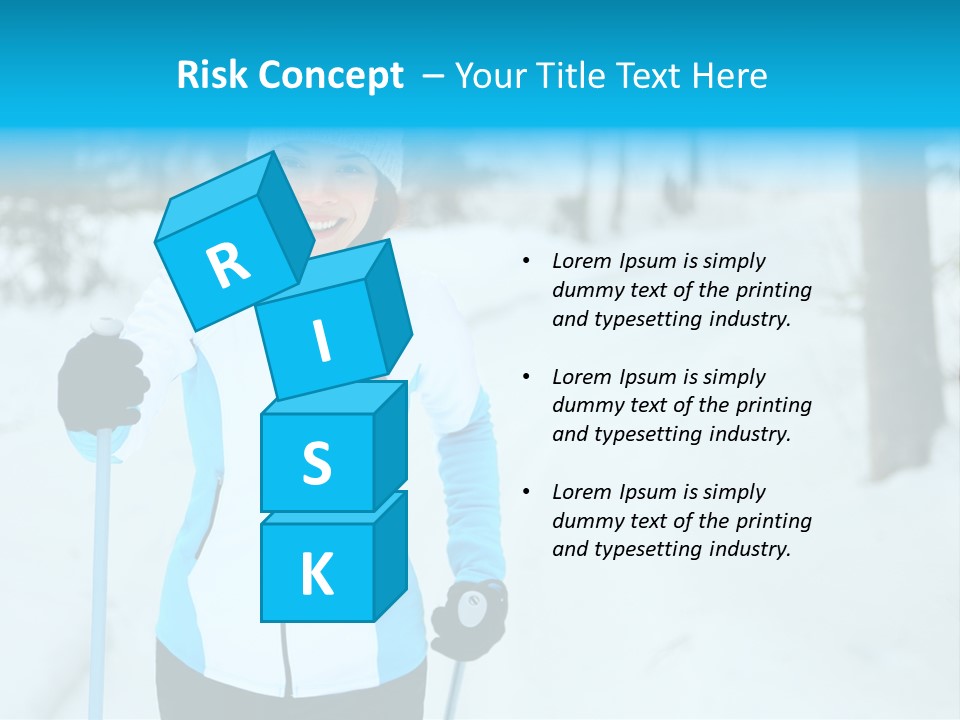 A Woman In A White And Blue Jacket Holding Skis PowerPoint Template