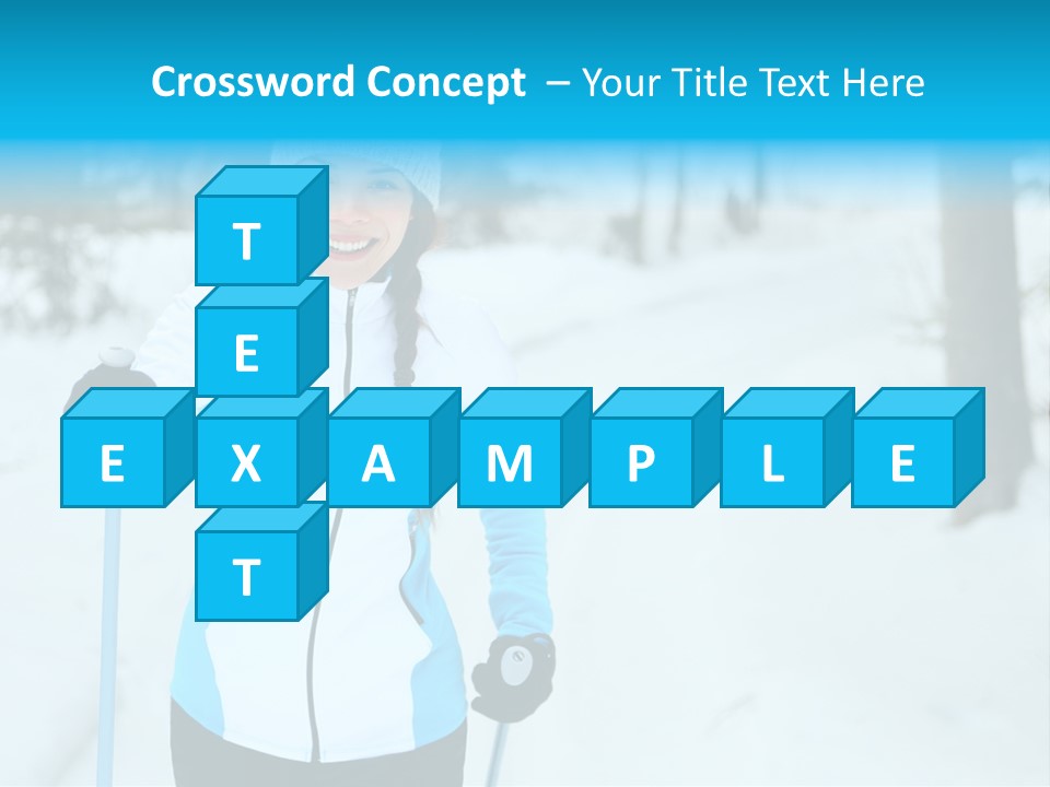 A Woman In A White And Blue Jacket Holding Skis PowerPoint Template