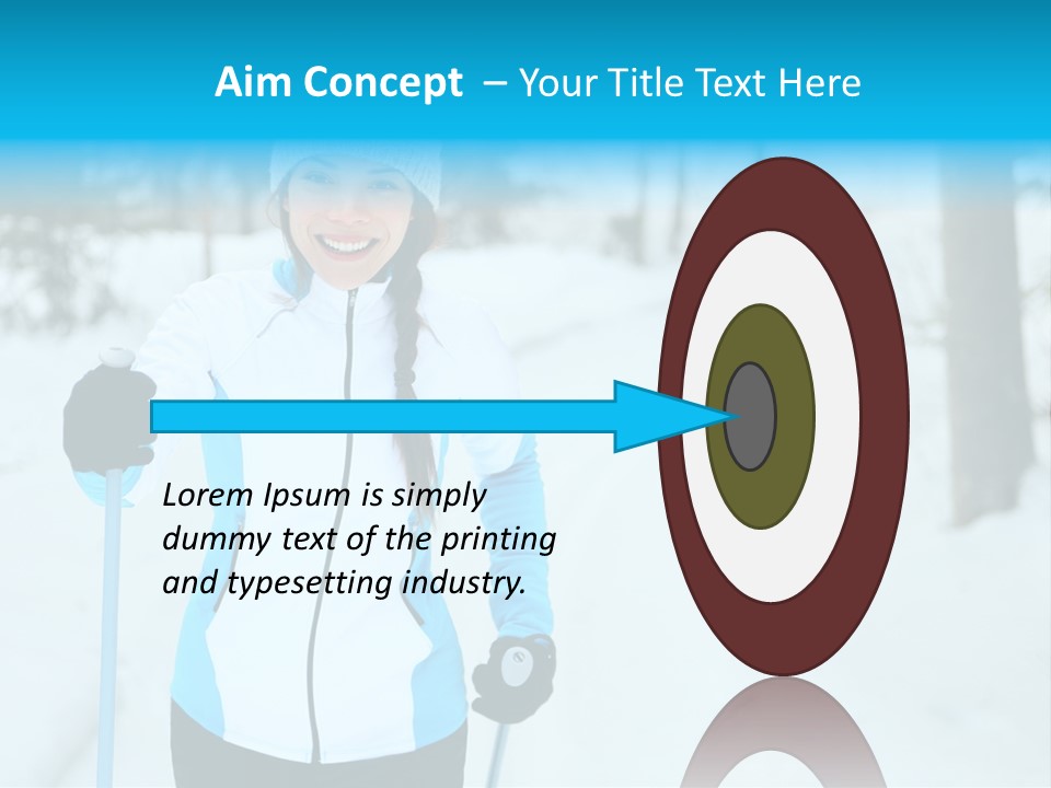 A Woman In A White And Blue Jacket Holding Skis PowerPoint Template