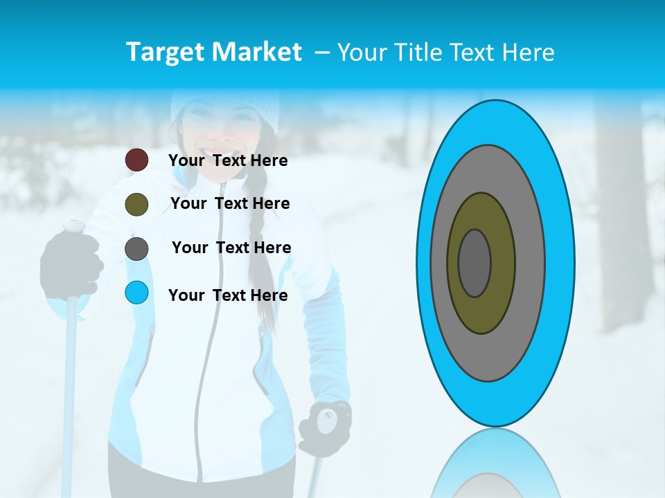 A Woman In A White And Blue Jacket Holding Skis PowerPoint Template