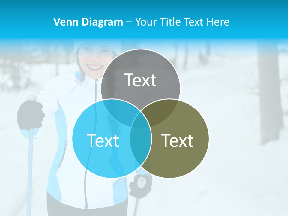 A Woman In A White And Blue Jacket Holding Skis PowerPoint Template