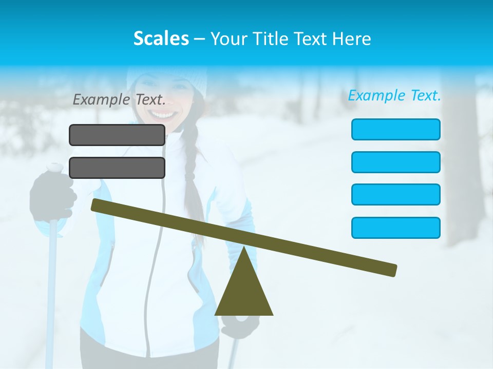 A Woman In A White And Blue Jacket Holding Skis PowerPoint Template
