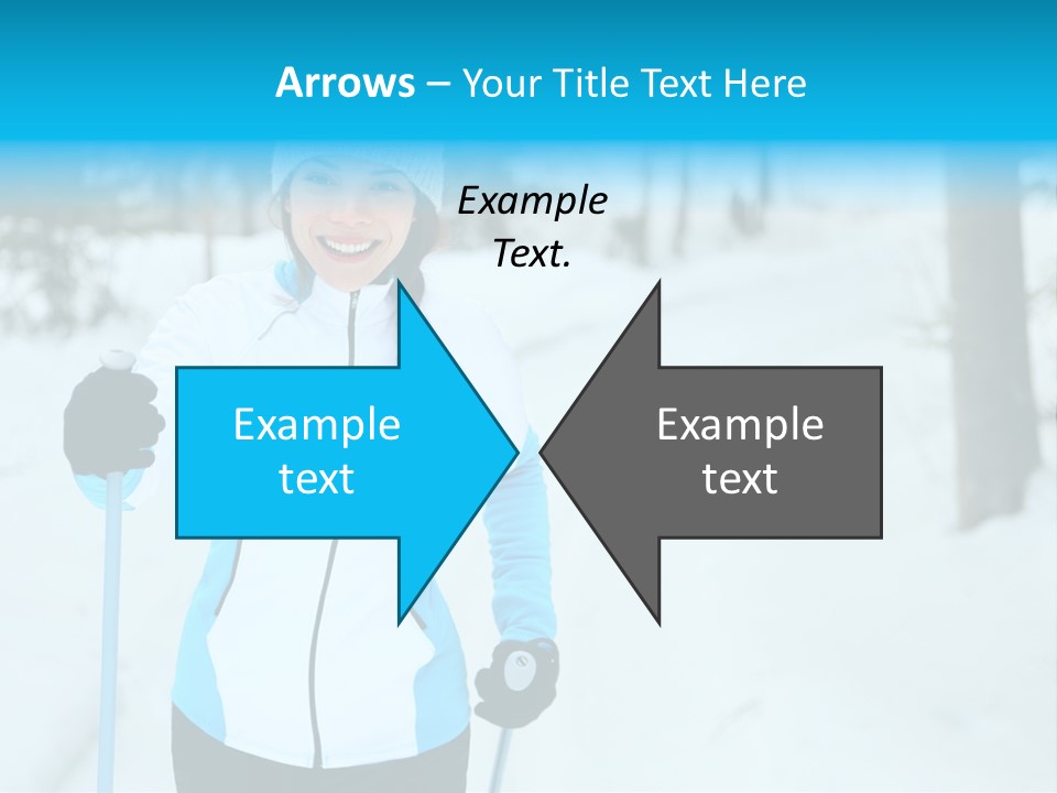 A Woman In A White And Blue Jacket Holding Skis PowerPoint Template