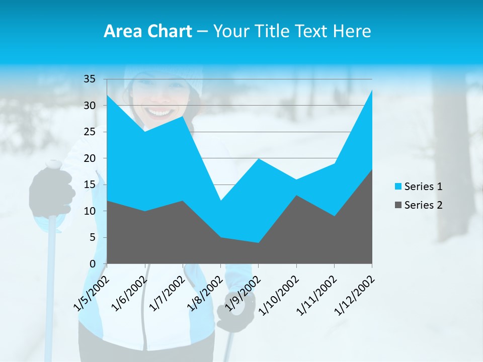 A Woman In A White And Blue Jacket Holding Skis PowerPoint Template