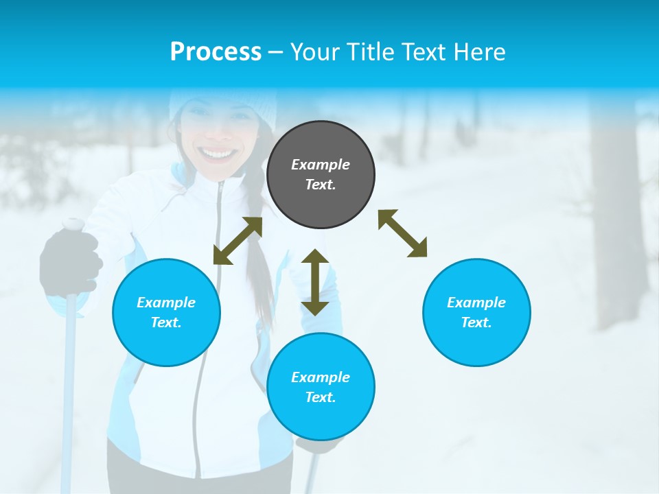 A Woman In A White And Blue Jacket Holding Skis PowerPoint Template