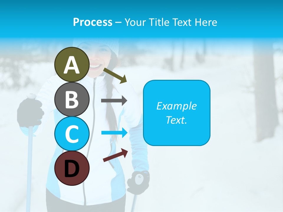 A Woman In A White And Blue Jacket Holding Skis PowerPoint Template