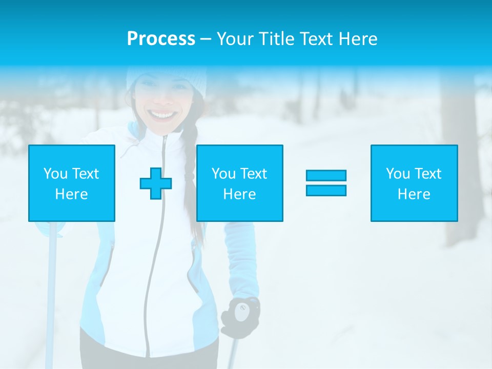 A Woman In A White And Blue Jacket Holding Skis PowerPoint Template