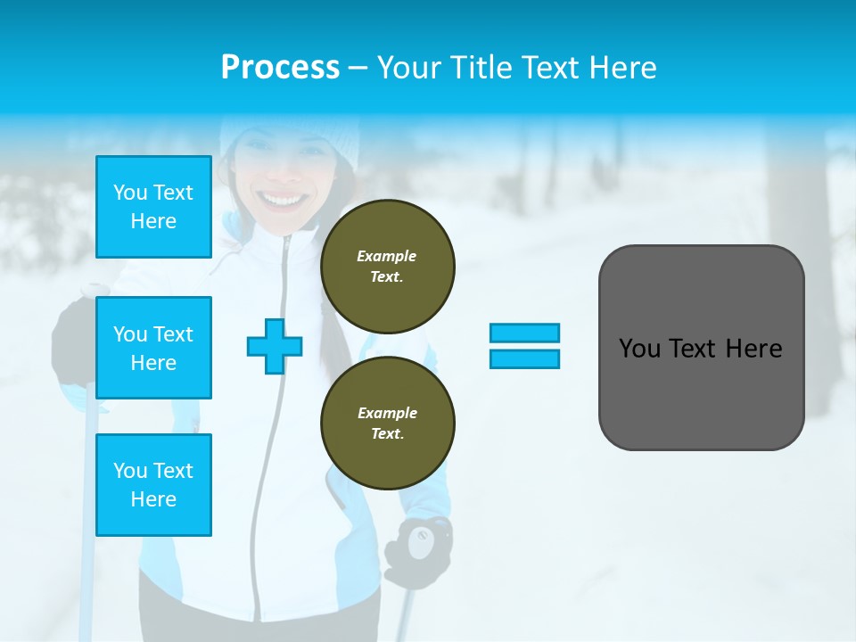 A Woman In A White And Blue Jacket Holding Skis PowerPoint Template