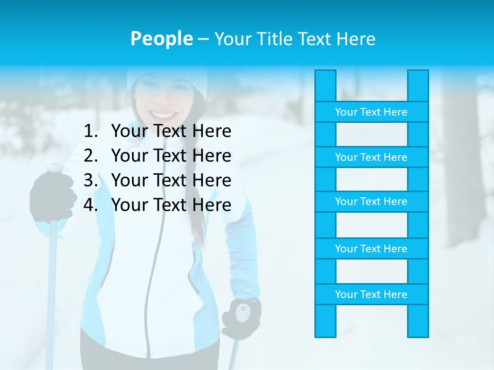 A Woman In A White And Blue Jacket Holding Skis PowerPoint Template