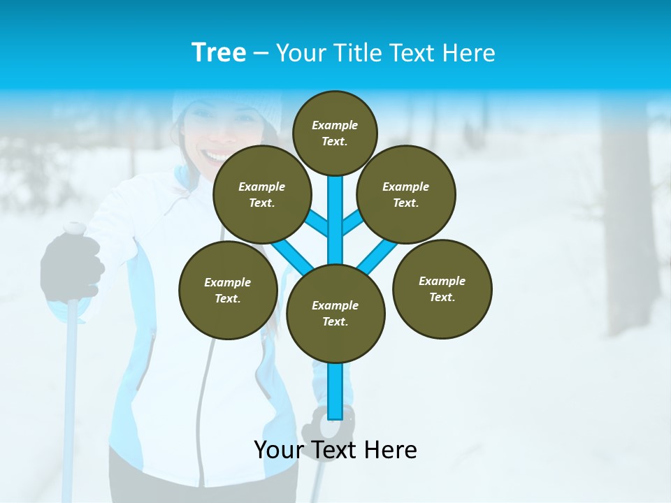 A Woman In A White And Blue Jacket Holding Skis PowerPoint Template