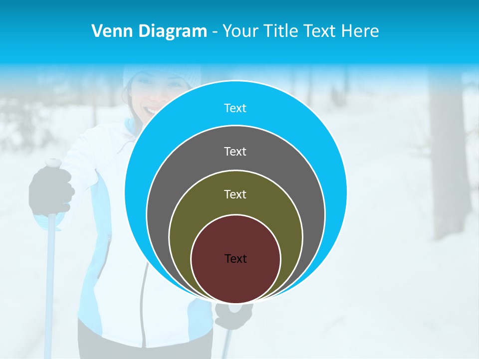 A Woman In A White And Blue Jacket Holding Skis PowerPoint Template