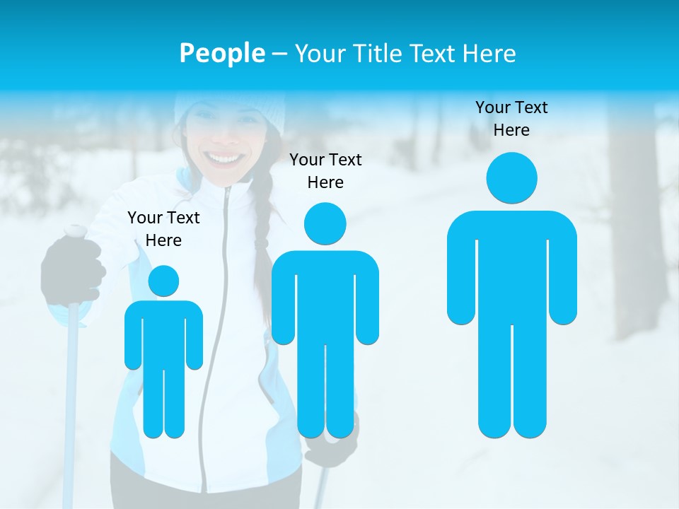 A Woman In A White And Blue Jacket Holding Skis PowerPoint Template