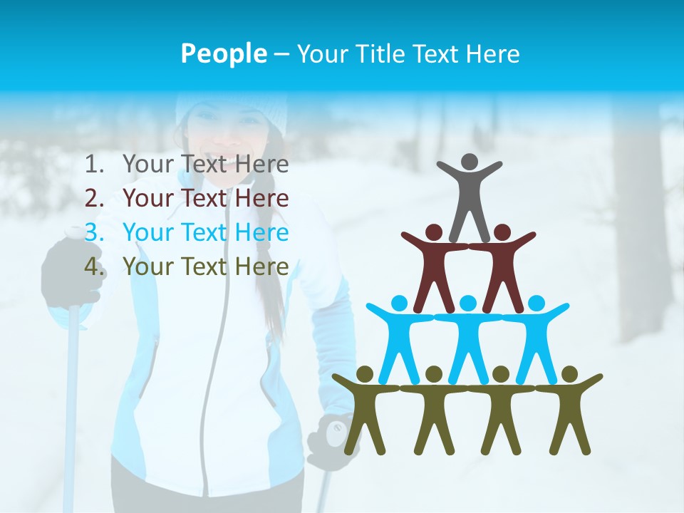 A Woman In A White And Blue Jacket Holding Skis PowerPoint Template