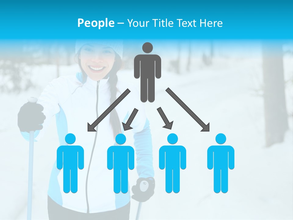 A Woman In A White And Blue Jacket Holding Skis PowerPoint Template