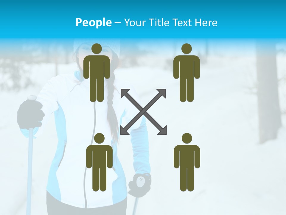 A Woman In A White And Blue Jacket Holding Skis PowerPoint Template