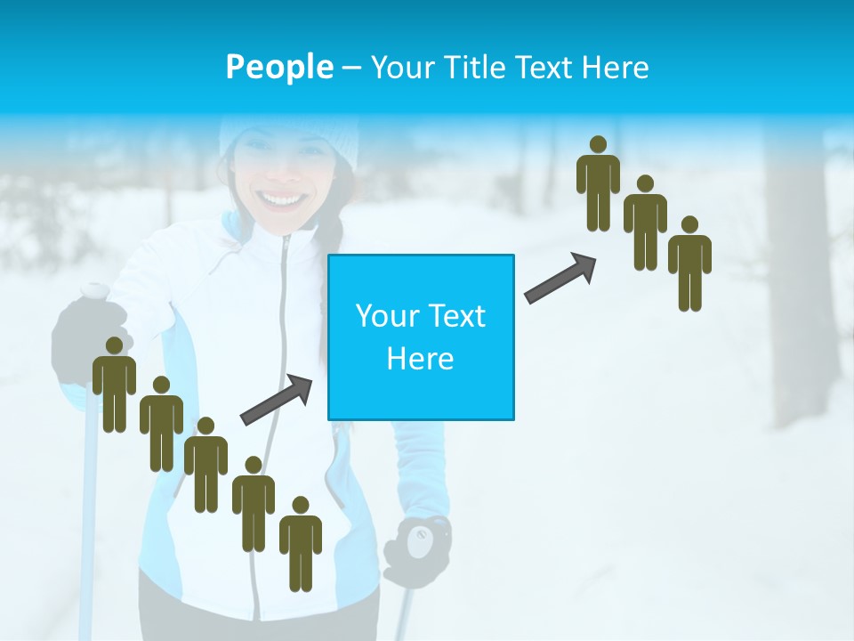 A Woman In A White And Blue Jacket Holding Skis PowerPoint Template