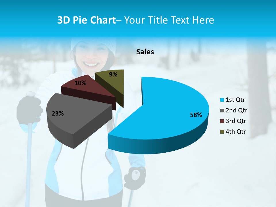 A Woman In A White And Blue Jacket Holding Skis PowerPoint Template