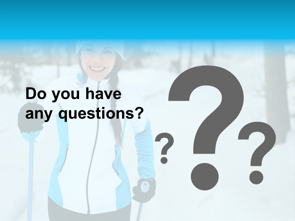 A Woman In A White And Blue Jacket Holding Skis PowerPoint Template