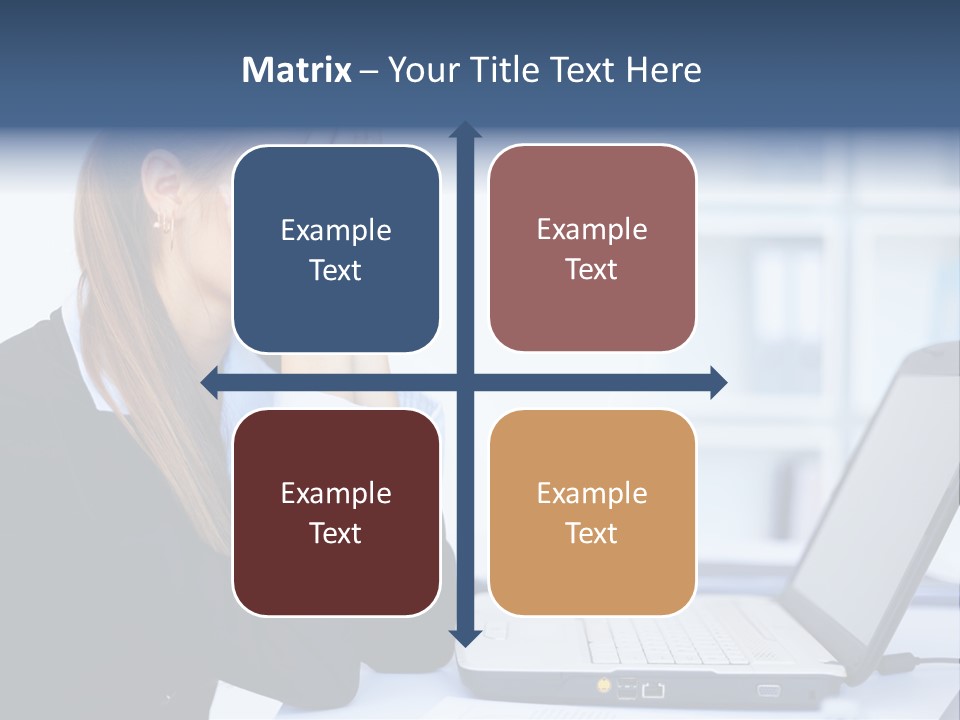 A Woman Sitting At A Desk Covering Her Face With Her Hands PowerPoint Template