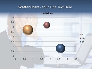 A Woman Sitting At A Desk Covering Her Face With Her Hands PowerPoint Template